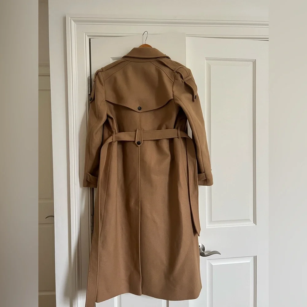 NWT Karen Millen Italian Manteco Wool Blend Self Tie Belted Trench Coat - Picture 7 of 13